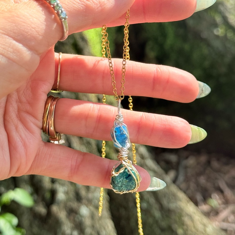 Double Stack Chrysocolla Pendant - image 1